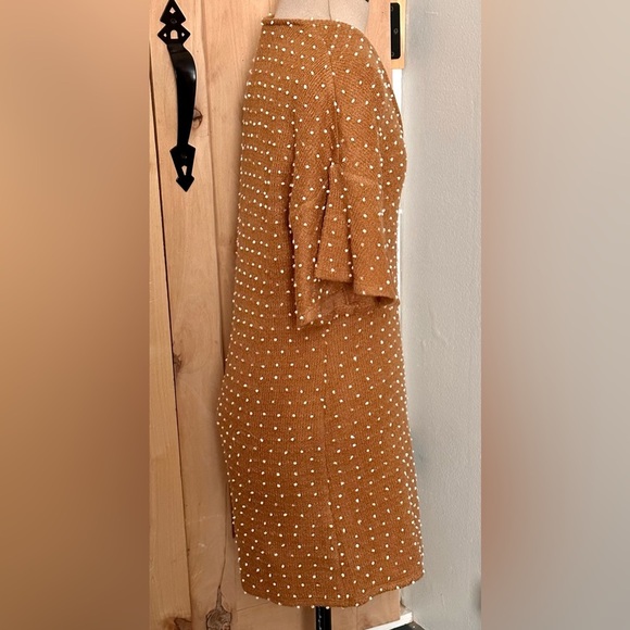 NWT Bcbgeneration Caramel Dot Ruffle Sleeve Sweater Knit Mini Dress, XS - Picture 6 of 14